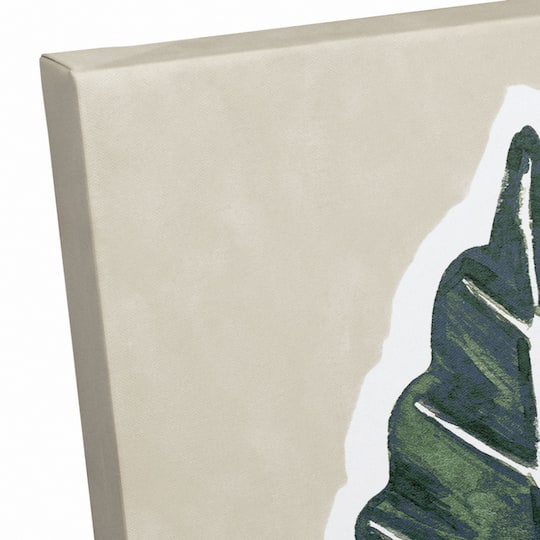 Tropical Leaf With Navy 11" x 14" Canvas Wall Art